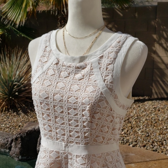 NEW Fit and Flare Textured Ivory Dress - Picture 2 of 8